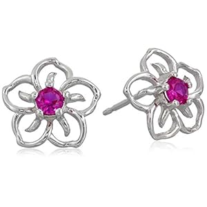 Amazon Collection Sterling Silver Sky Flower Stud Earrings