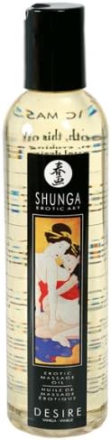 Shunga Body Massage Oil Makes The Skin As Smooth As Silk Natural Oil Desire - Made from 100% natural cold pressed oils (Vanilla) 250 ml