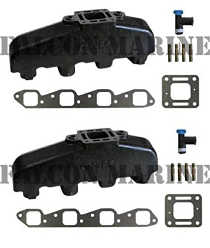 (2) GLM Marine Mercruiser 330 340 MIE 370 TRS Chevy Marine 454 7.4L 7.4 Exhaust Manifolds - Thumbnail 2