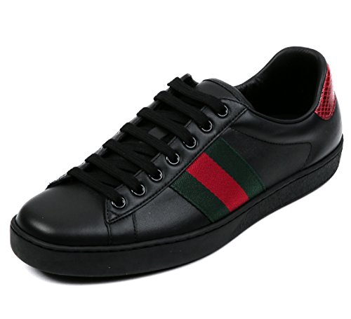Wiberlux Gucci Men's Stripe Panel Contrast Back Tab Sneakers 7.0 Black
