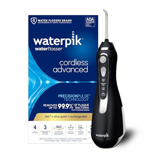 Waterpik Akku Advanced Wasser Flosser, glänzend schwarz