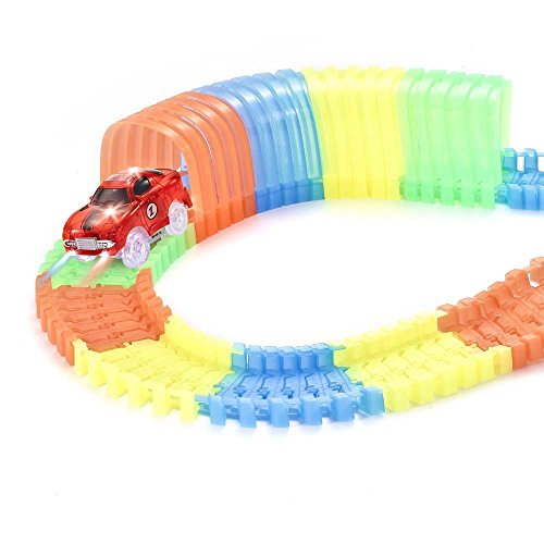 ONTOPON Track Accessory with 2 car Toy- Tunnel with 2 Race Car(Blue + red)