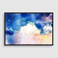 Framed Canvas Wall Art Watercolor Cloud Canvas Prints Home Artwork Decoration for Living Room,Bedroom - 16x24 inches