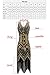 Metme Women's Flapper Dress 1920s V Neck Beaded Fringed Gatsby Theme Roaring 20s Dress for Prom Black Gold
