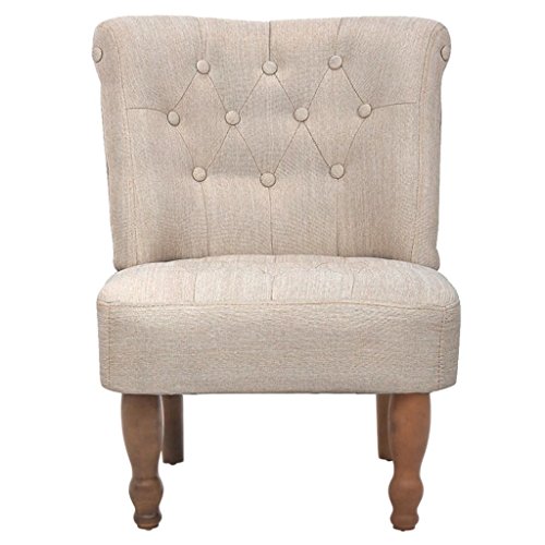 Unfade Memory French Chair Modern Accent Slipper Chairs for Living Room, Bedroom Fabric (Cream)