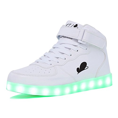 Karol Sevilla Soy Luna. Disney s LED Sneakers. Unisex White high top Leather Shoes. Light Up Glow Flashing. Easy USB Charging. Great Stitches & Non-Slip Sole. High Durability.(US: 2.5 UK: 1.5 EU: 34)