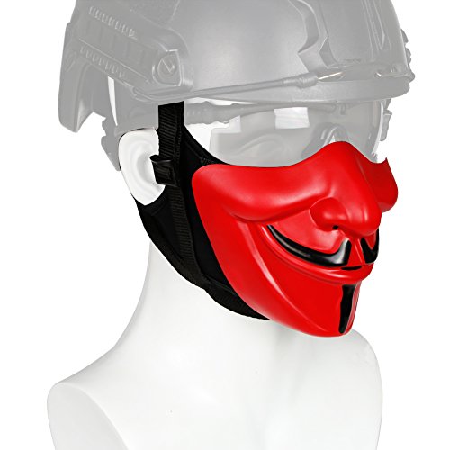 HYOUT Half Face Mask for Christmas Halloween Cosplay Costume Party Movie Prop Evil Demon Monster Kabuki Samurai Hannya Oni Protective Mask for Airsoft Paintball Hunting Shooting BB Gun CS Game - Thumbnail 5