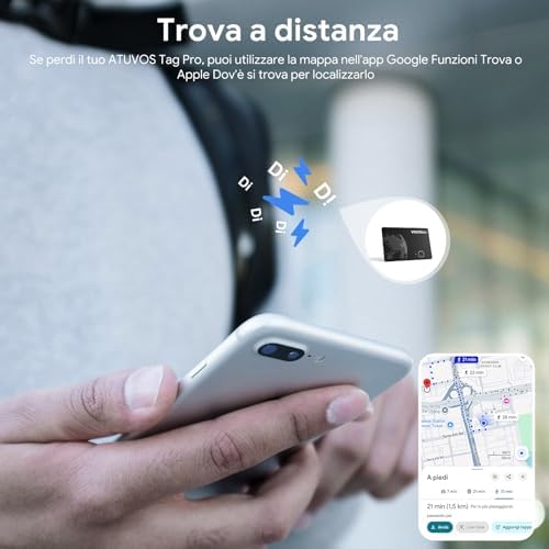 Air Tag Card Compatibile con Android Google Funzioni Trova o iOS Apple Dov'è App, Ricaricabile Wallet Tracker Card Thin, Bluetooth Localizzatore per Portafoglio/Bagaglio/Zaino Borsa, 1 Pezzi