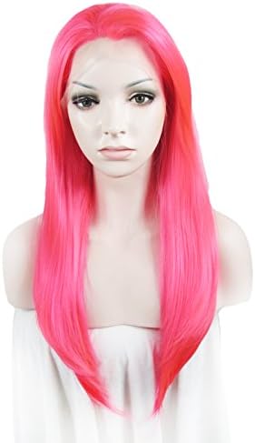 Lace Wig Long Straight Heat Resistant Synthetic Lace Front Wig Rose