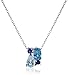 Sterling Silver Genuine Blue Topaz and Created Blue Sapphire Cluster Pendant Necklace, 18