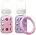 Lifefactory BPA-Free Glass Baby Bottle Gift Set with Two 4-Ounce Glass Bottles and Silicone Teether, Pink & Lilac