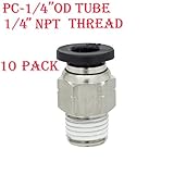 Utah Pneumatic 10 Pack Nylon & Nickel-Plated Brass Push To Connect Fittings Pc Male Straight 1/4