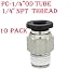 Utah Pneumatic 10 Pack Nylon & Nickel-Plated Brass Push To Connect Fittings Pc Male Straight 1/4"Od 1/4"Npt Thread Straight Connect Push Fit Fittings Tube Fittings Pneumatic Fittings (1/4od1/4npt)