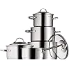 WMF 0721056380 Plus 5-delige pannenset, inhoud 3 kookpan hoog (16,20,24 cm) 1 kookpan laag 20cm, 1 steelpan 16cm, Alle…