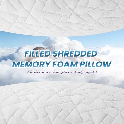 Memory Foam Pillow 51x76cm (Set of 2) - Height Adjustable Bed Pillows for Perfect Support, Whatever Your Sleep Position - Soft, Removable and Washable Pillow Case