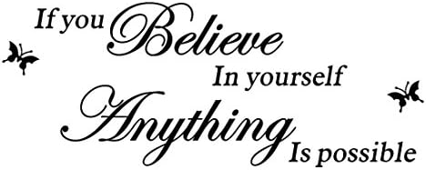 Inspirational Wall Stickers, SYY If You Believe in Yourself Anything is Possible Removable Wall Decal Sticker DIY Art Decor Mural Vinyl Home Room Office Decals (Black, 85cm x 33cm)