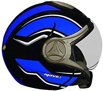 MAVOX OX10D2P 580 Open Face Helmet (Black and Blue, 580 mm)