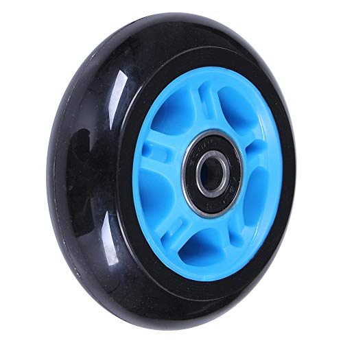 AOWISH 8-Pack 80mm Inline Skate Wheels 85A Inline Skates Replacement Wheel with Bearings ABEC-9 (Blue Hub Black Wheel) - Thumbnail 7