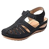 Women's Retro Wedges Comfortable Ankle Hollow Round Toe Sandals Soft Sole Shoes
