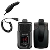 Cbus Wireless Black Holster Case w/ Ratcheting Belt Clip & Car Charger for Samsung Rugby II / 2 SGH-A847