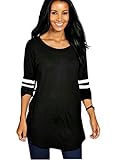 OURS Womens Crewneck Long Sleeve Baseball Long T-Shirt Tunic Tops