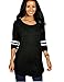 OURS Womens Plus Size Baseball T-Shirt Loose Long Blouse Top (XL, Black)