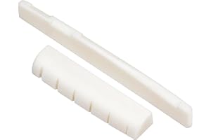 Miwayer 6 String Acoustic Guitar Bone Bridge Saddle and Nut Made of Real Bone (Acoustic Bridges 1 pair)