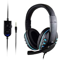 iZHH Gaming Headset for Xbox One, PS4 and PC Noise Cancelling Over Ear Headphones with Microphone Noise Cancelling Earphone Volume Control for Computer Laptop Switch Game (3.5mm Headset, Black+Blue)