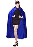 Womens Velvet Hooded Cloak Costumes Halloween Wizard Hooded Party Cape (Blue)