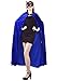 Womens Velvet Hooded Cloak Costumes Halloween Wizard Hooded Party Cape (Blue)