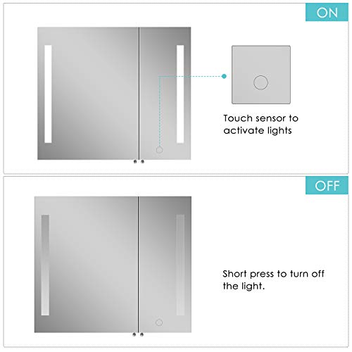 Homfa LED Lighted Bathroom Mirror 30L x 26H inch Medicine