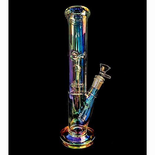 11.5 inch Dual Water Percolator Decorate Glass Bottles at Home Glow in The Dark Hand-Made Glass Crafts - Easy to Grip and with Ice Shelf