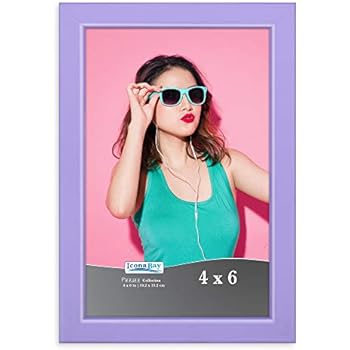 Icona Bay 4x6 Picture Frames, Colored Solid Wood Frame for Photo, Pizzazz Collection (Purple, 1 Pack)