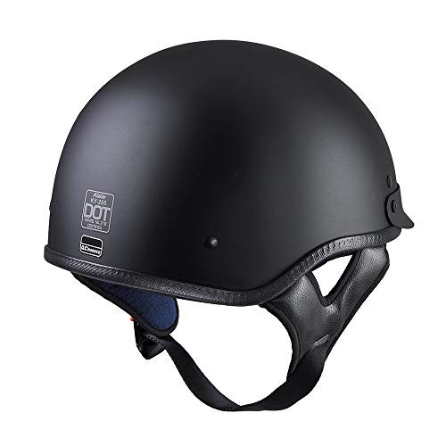 LeeMas Inc Cruiser Chopper Motorcycle Helmet Classic Half-Face ABS Matte Black Open Skull Cap Size S for Scooter Biker DOT Approved - Thumbnail 2