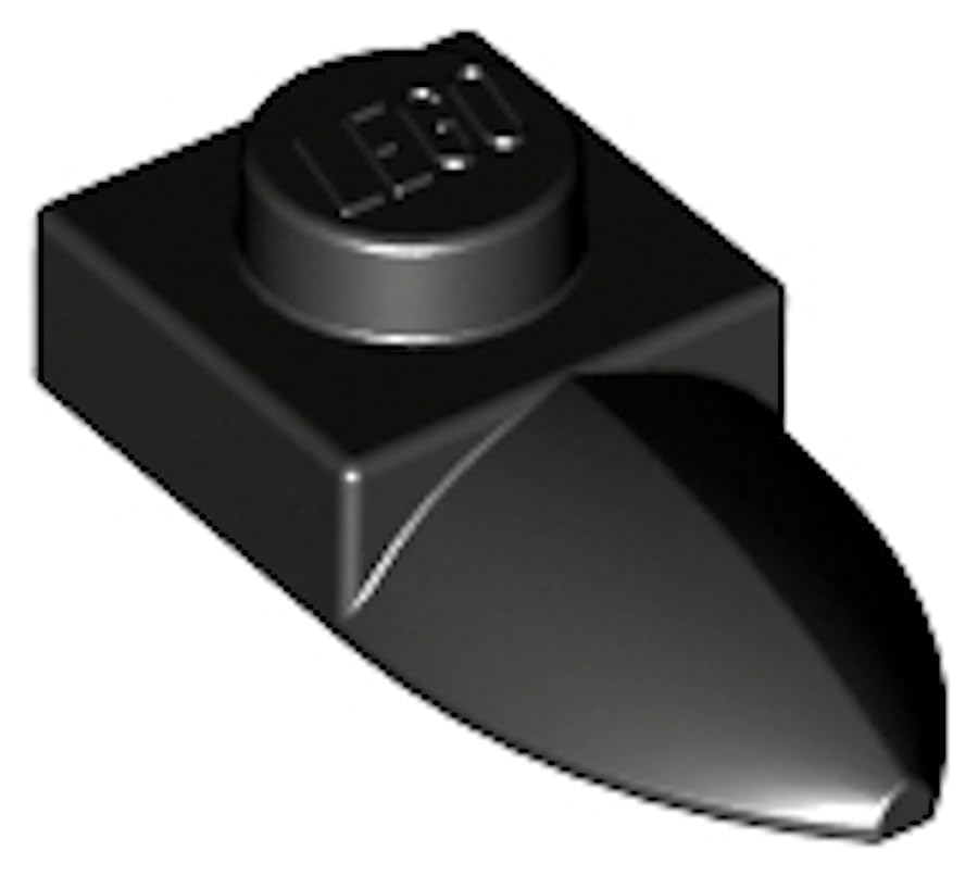 LEGO Plate, Modified 1 x 1 with Tooth Horizontal Part 49668, Building Brick Component (Black, 100, Bricks)