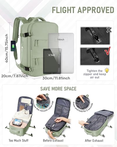 SZLX Vacuum Backpack with Pump Carry-on Luggage 40x30x20 Ryanair Vueling Wizzair Easyjet Backpack Travel Cabin Airplane 40x20x25 Ryanair Women Waterproof Carrying Backpack for Laptop Computer