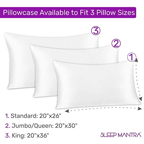 Sleep Mantra White Silk Pillowcase Queen Size - 20 x 30 Inch Pillow Cover with Hidden Zipper, 100% Silk 22 Momme Machine Washable Pillow Sham for Sensitive Skin and Hair - Thumbnail 7