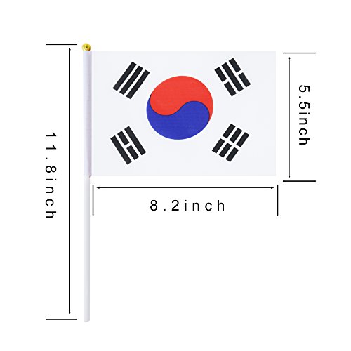 South Korea Stick Flag,TSMD 50 Pack Hand Held Small Korean National Flags On Stick,International World Country Stick Flags Banners,Party Decorations For World Cup,Sports Clubs,Festival Events