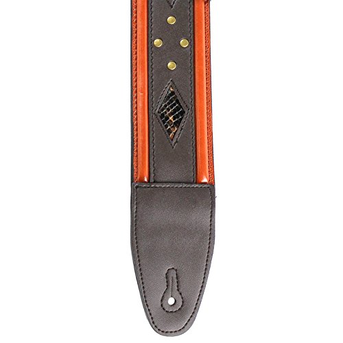 Walker & Williams GTR-10 Dark Brown with Python Diamond Inserts & Brass Rivets - Thumbnail 4