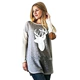 WILLTOO Women Long Sleeve Deer Printed Shirt Blouse Tops