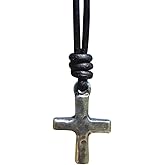 Small Hammered Cross Necklace - Religious Jewelry, Mens Faith, Catholic Women, Men Gifts, Protect Us, Father Christmas Gift, Best Friend