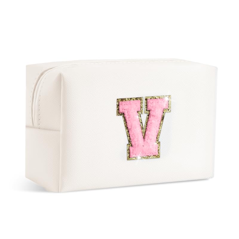 SEFORICO Small Makeup Bags for Women - Waterproof Leather Cosmetic Bag A-Z Personalized Bag Portable Travel Women's Purse Girls Gifts