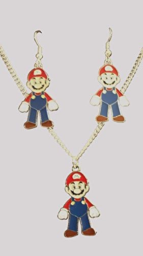 Super Mario 16" Necklace and Earrings Gift Boxed with Free Organza Gift Bag