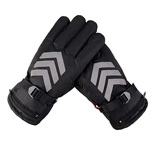 Heated Gloves Battery Powered Electric Rechargeable Waterproof Insulated Night Reflective Back Touch Screen Motorcycle Electrocar Heating Gloves Warmer for Men Women US Plug