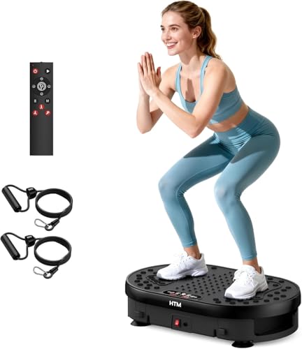 Plataforma Vibratoria con Mando A Distancia, 120 Niveles De Velocidad, 9 Modos De Programa, Temporizador De 15 Minutos, Capacidad Máxima De 136 Kg, Vibration Plate Muscular Silenciosa y Compacta