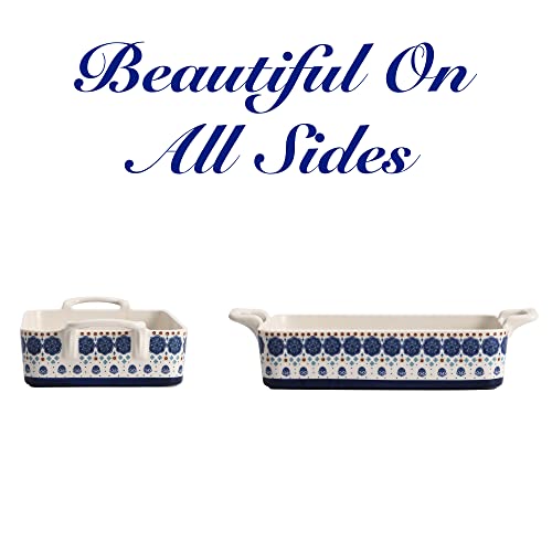 Bico Blue Talavera Stoneware Baking Dish, Lasagna Pan, Large Rectangular Baking Pan, Casserole Dish, Microwave, Dishwasher and Oven Safe