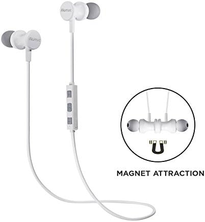 iNumuc iNS2 Magnetic Earbuds Metal Wireless Bluetooth 4.1 Headsets Stereo Bass Headphones with Mic and Sweatproof Earphones for Running &amp; Sports &amp; Cycling (white)