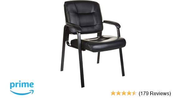 Amazonbasics Classic Leather Office Desk Guest Chair With Metal Frame Black