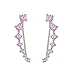 Ear Crawler Earrings Stainless Steel CZ Ear Crawlers Climbers Women Sweep Up Hoop Ear Cuff Pin Vine Wrap Studs Earrings 7 Stars Cubic Zirconia Crystal Pink Rhinestone Clip On Jewelry Silver Plated