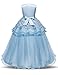NNJXD Girl Sleeveless Embroidery Princess Pageant Dresses Prom Ball Gown Size (150) 9-10 Years Blue